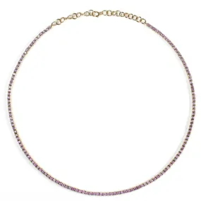 Pink Sapphire Tennis Necklace