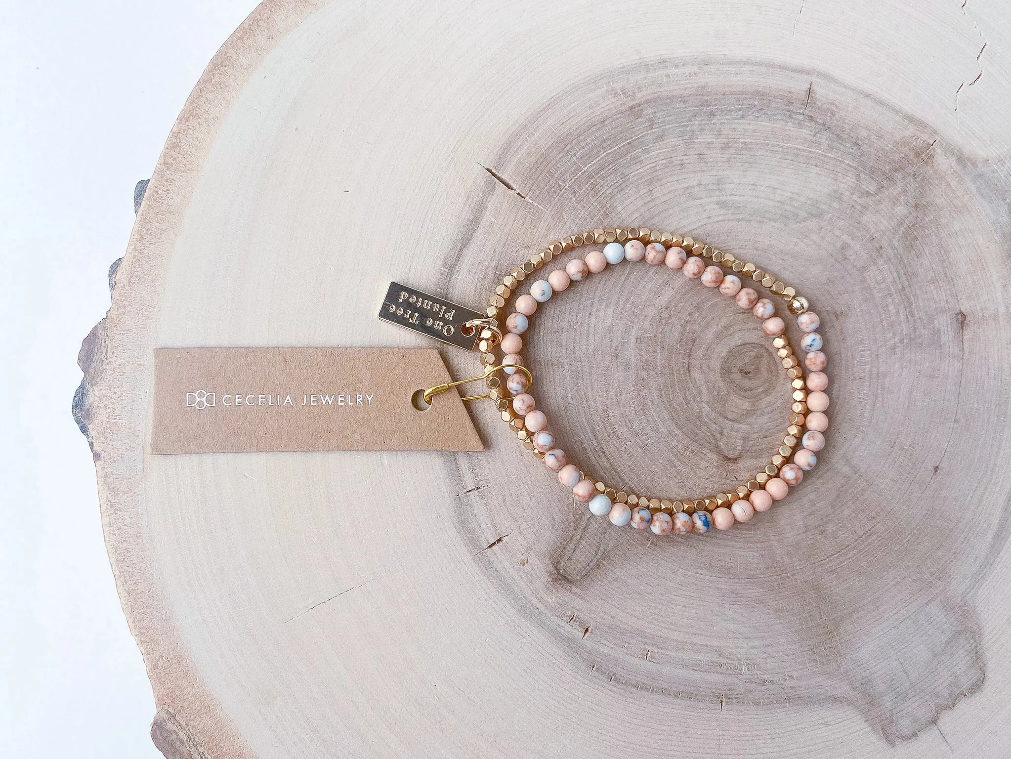 Plainly Peach Wrap Bracelet Stack