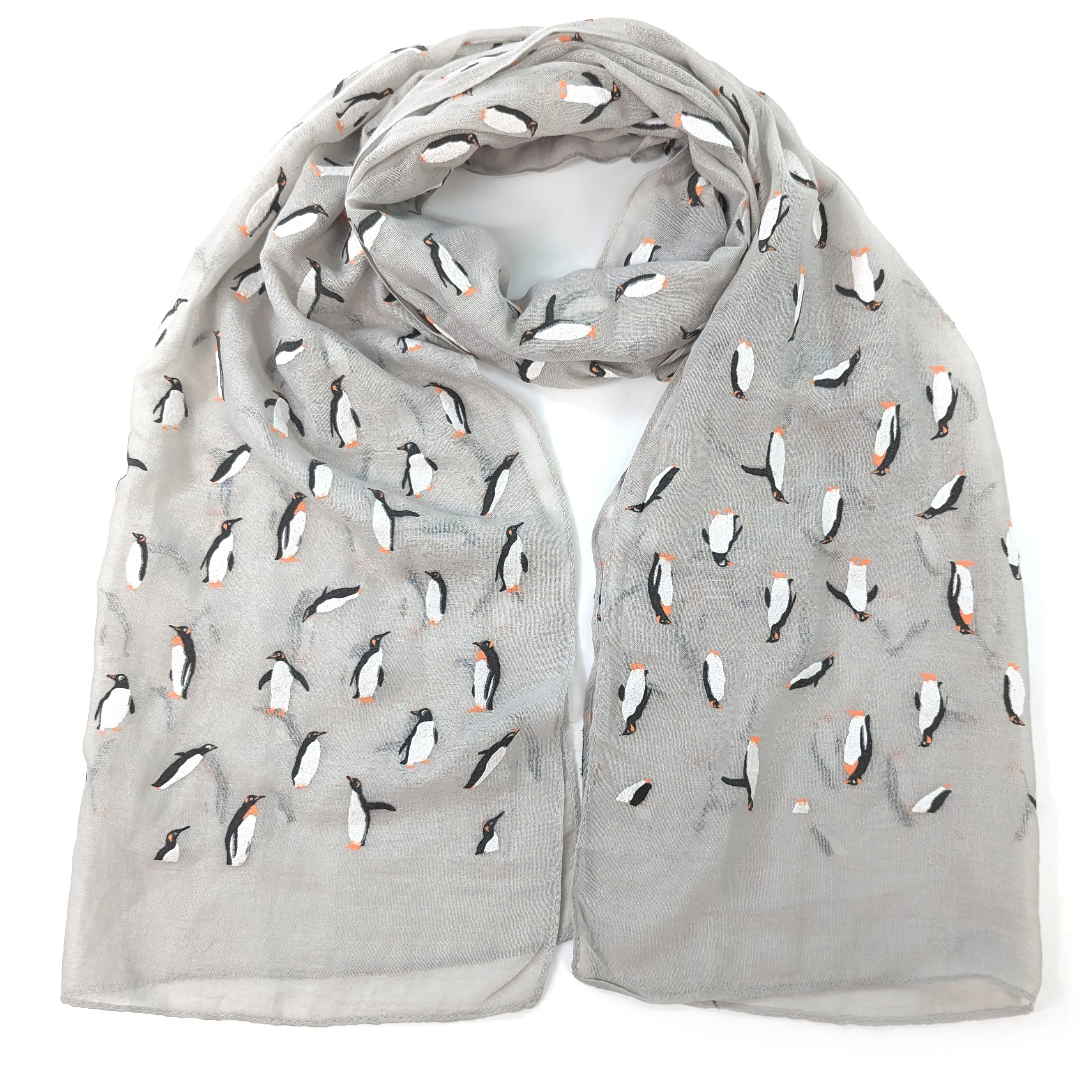 Playing Penguins Scarf - Grey