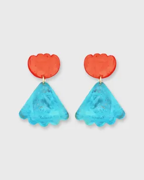 Poppy Athalia Earrings in Bluish-Green/Red