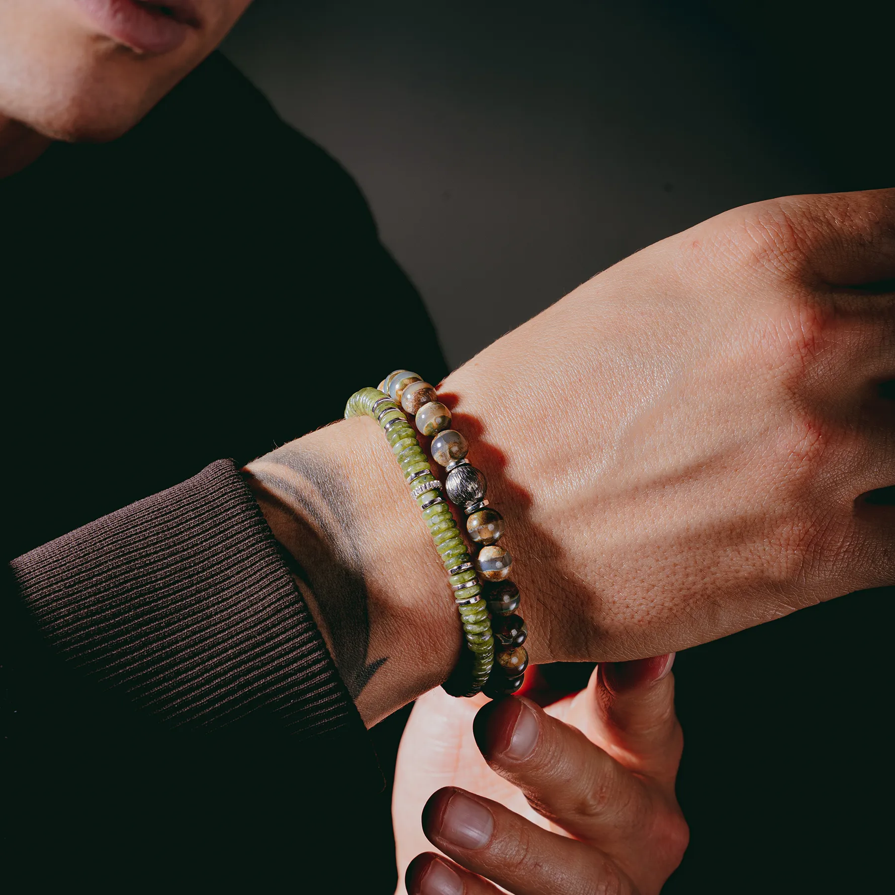 Positano Bracelet In Green With Rhodium Plated Silver