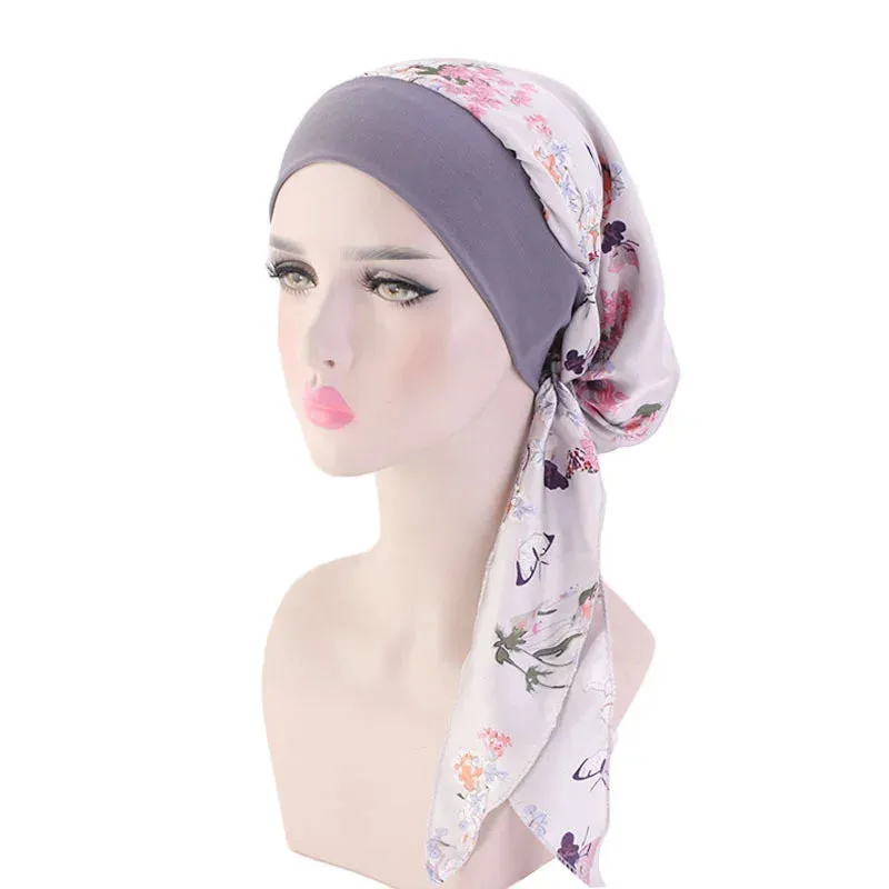 Pre-Tied Chiffon Floral Hijab Headscarf for Muslim Women