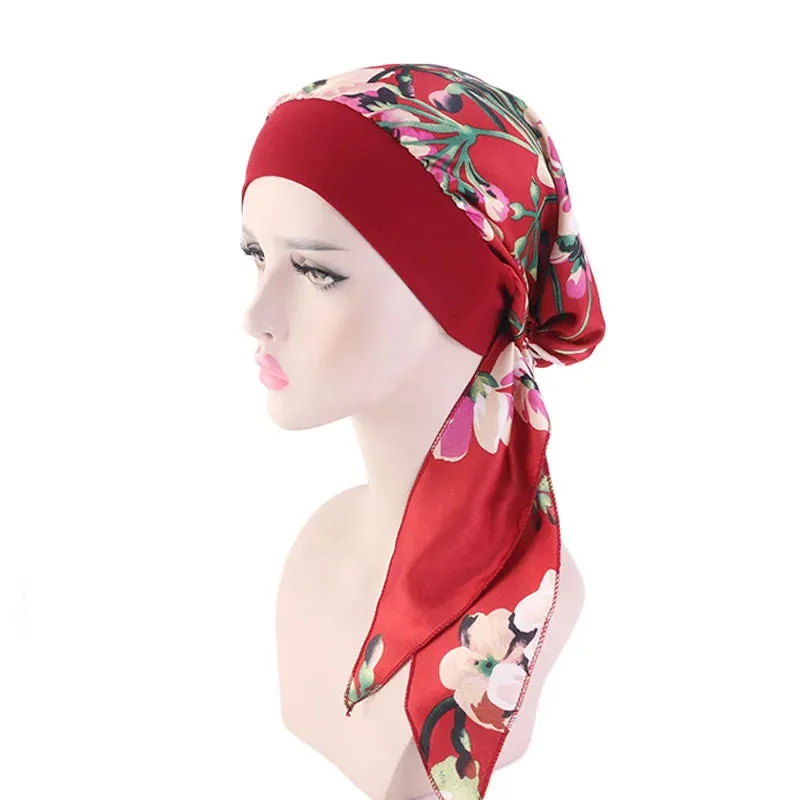 Pre-Tied Chiffon Floral Hijab Headscarf for Muslim Women