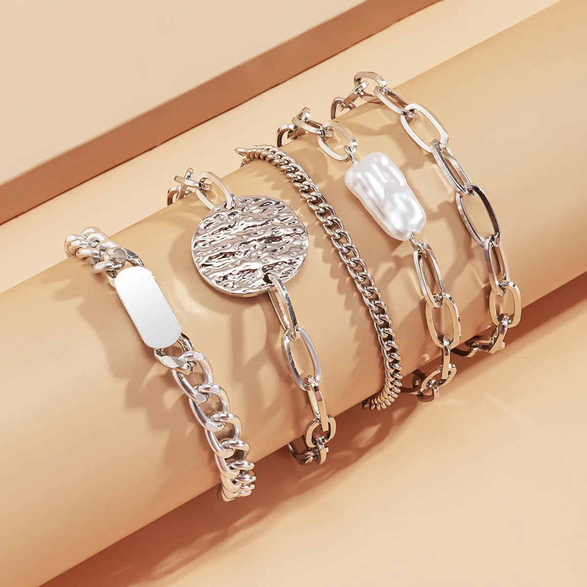 Punk Style Metal Hollow Claw Chain Bracelet Set Temperament for women