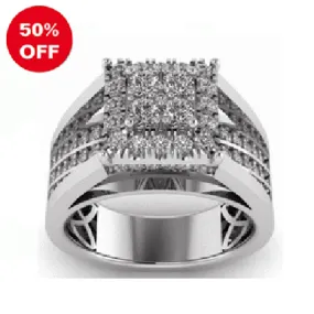 "BRIANNA" DIAMOND SQUARE HALO RING