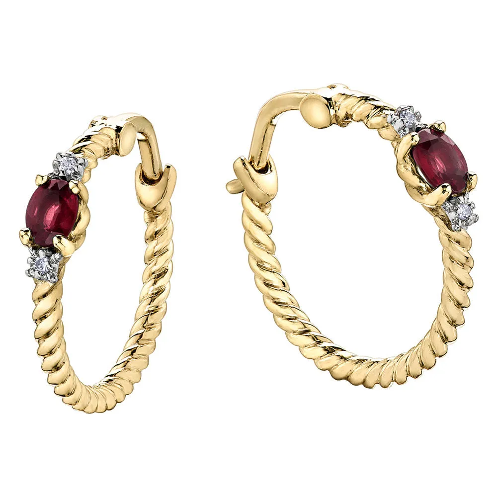 "GRACE" GARNET DIAMOND HOOPS