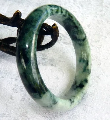 "Yin Yang" with Peek of Lavender Burmese Jadeite Bangle Bracelet 54.5 mm   Certificate (8514)