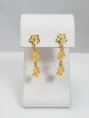 Radiant 22k Yellow Gold Flower Dangle Earrings