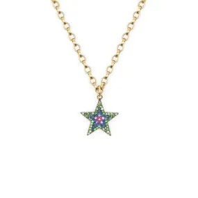 Rainbow Sapphire Chunky Star Necklace