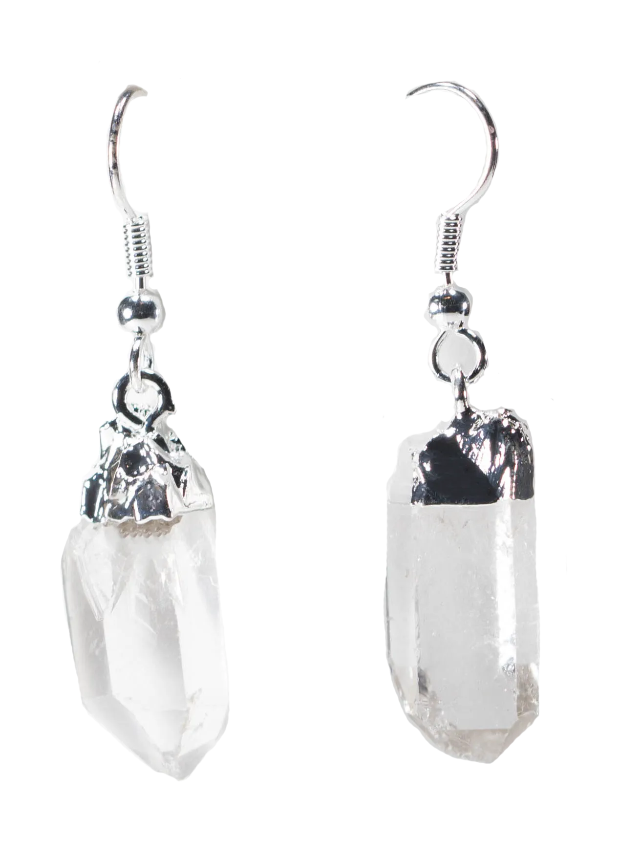 Raw Gemstone Points Earrings with Silver