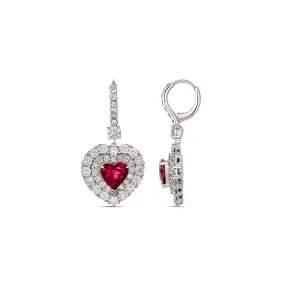 Regal Collection® Heart Shaped Pink Tourmaline Gemstone and Diamond Earrings | White Gold