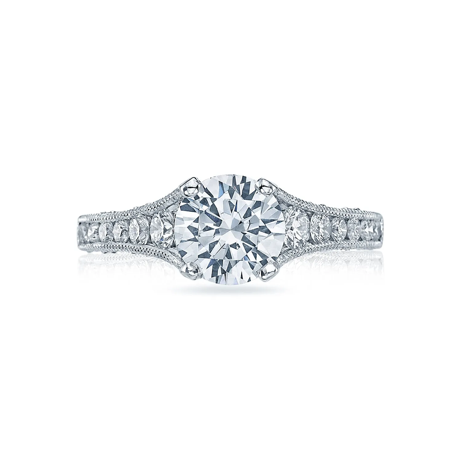 Reverse Crescent Channel Set Round Engagement Ring