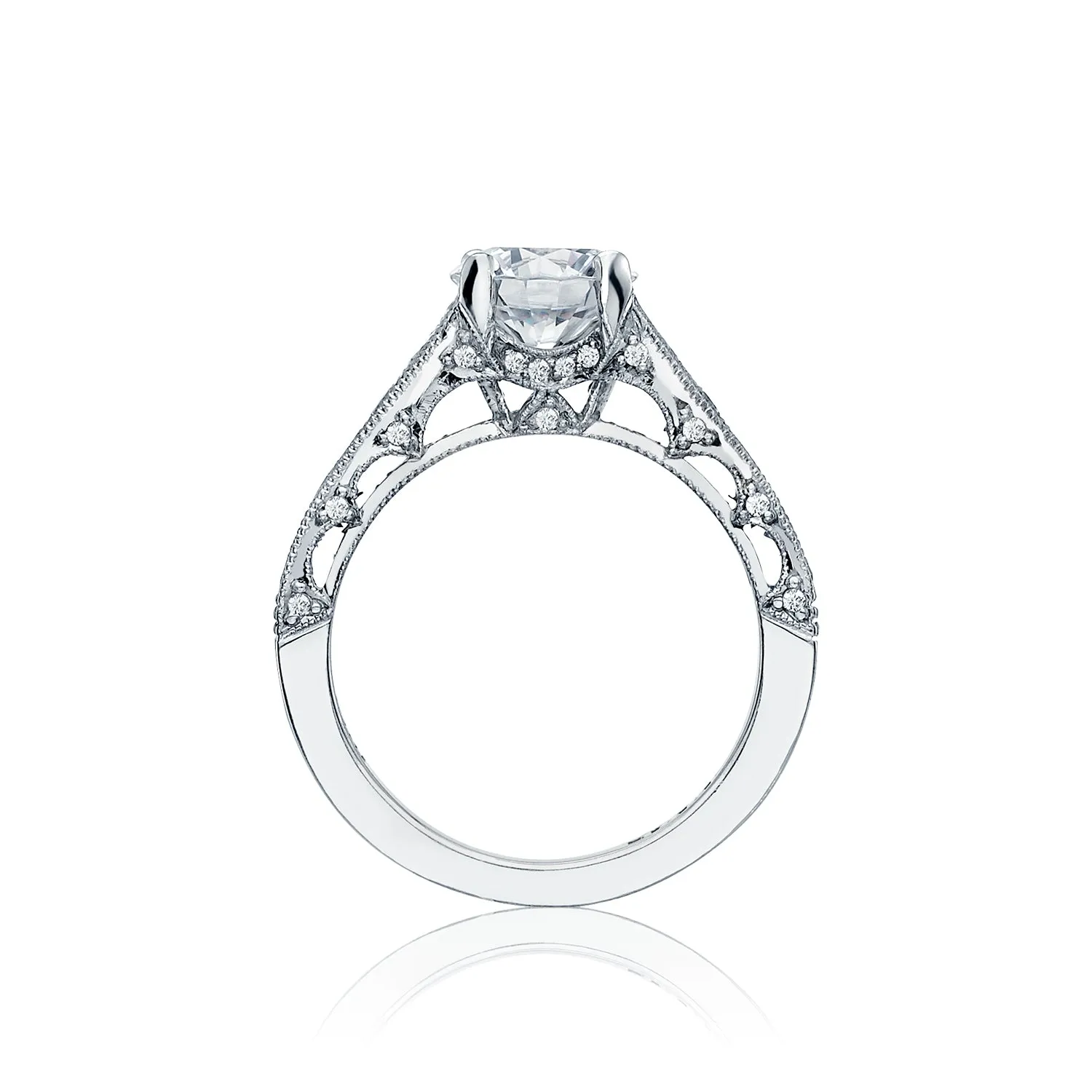 Reverse Crescent Channel Set Round Engagement Ring