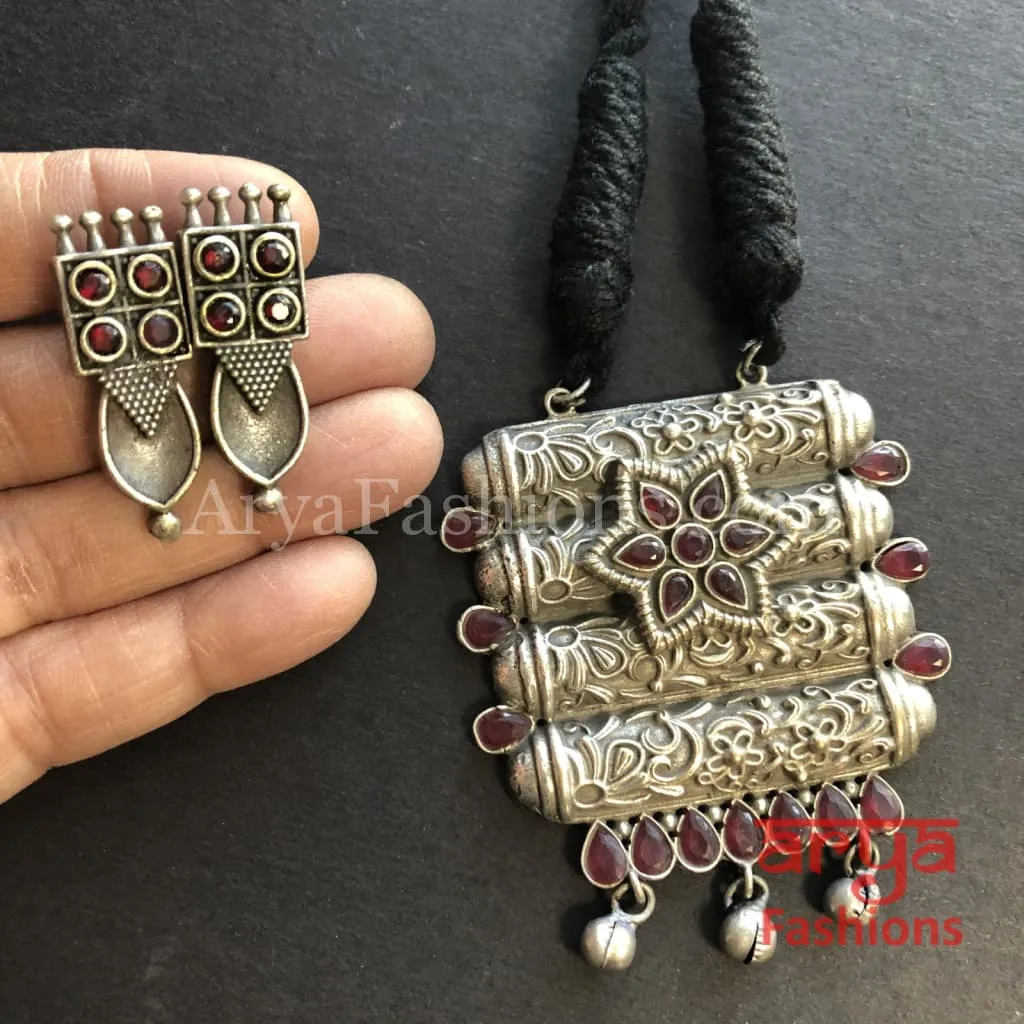 Rishi Oxidized Silver Pendant Necklace/ Amrapali Silver Oxidized Tribal Necklace