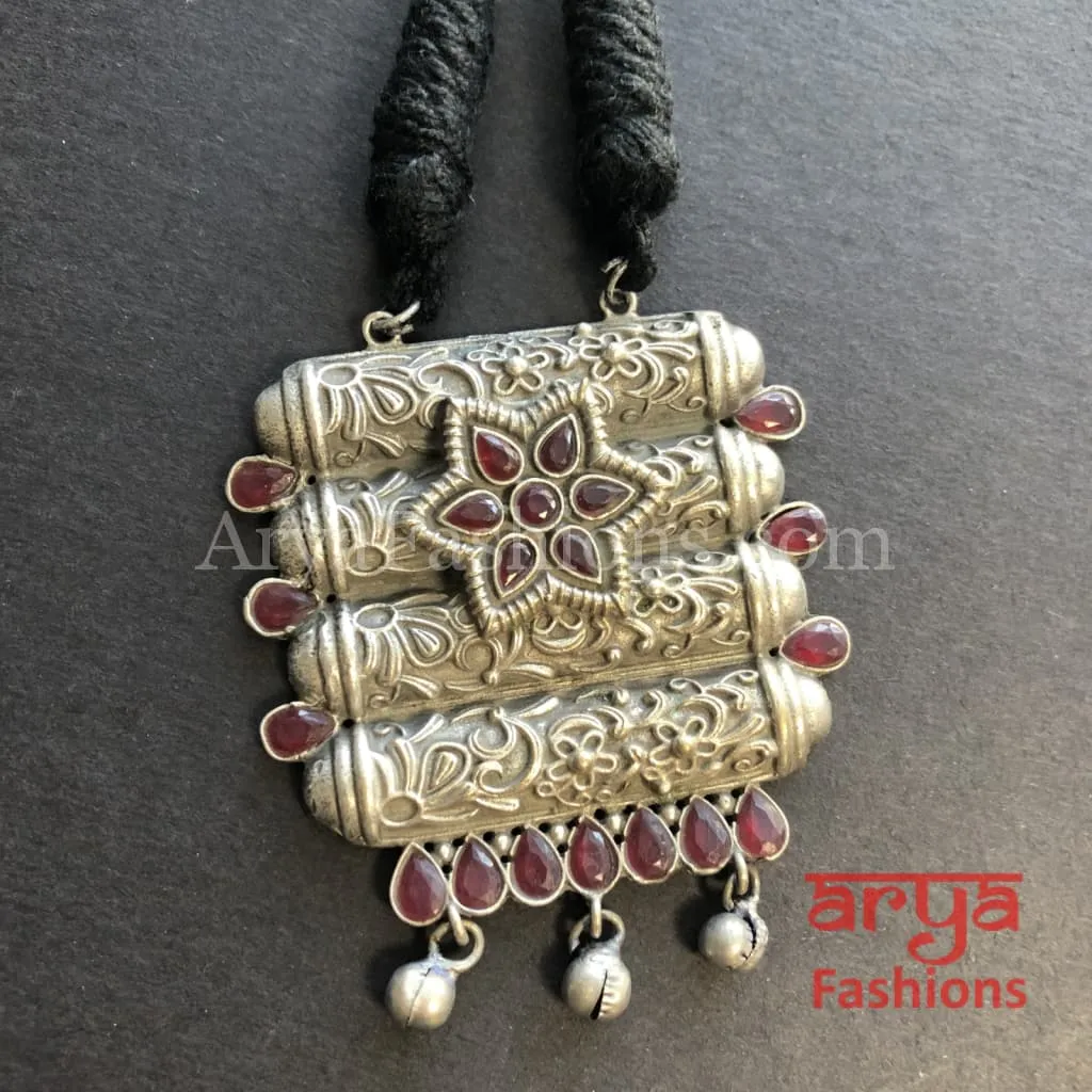 Rishi Oxidized Silver Pendant Necklace/ Amrapali Silver Oxidized Tribal Necklace