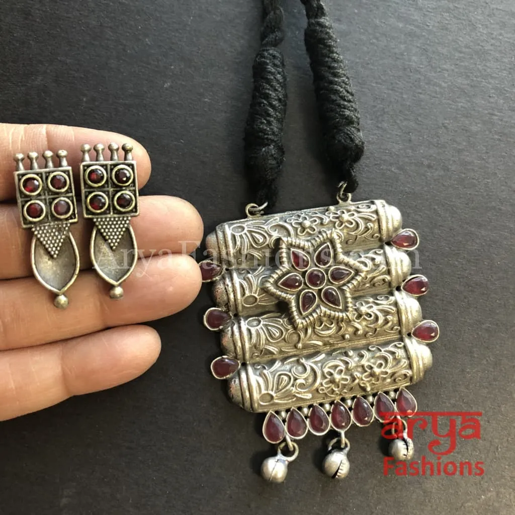 Rishi Oxidized Silver Pendant Necklace/ Amrapali Silver Oxidized Tribal Necklace