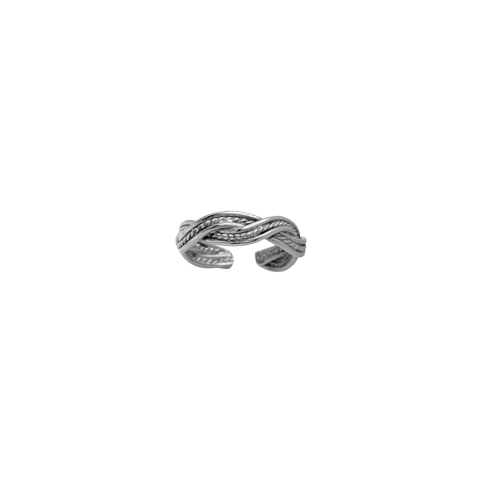 Rope Textured Twist Toe Ring (Silver)