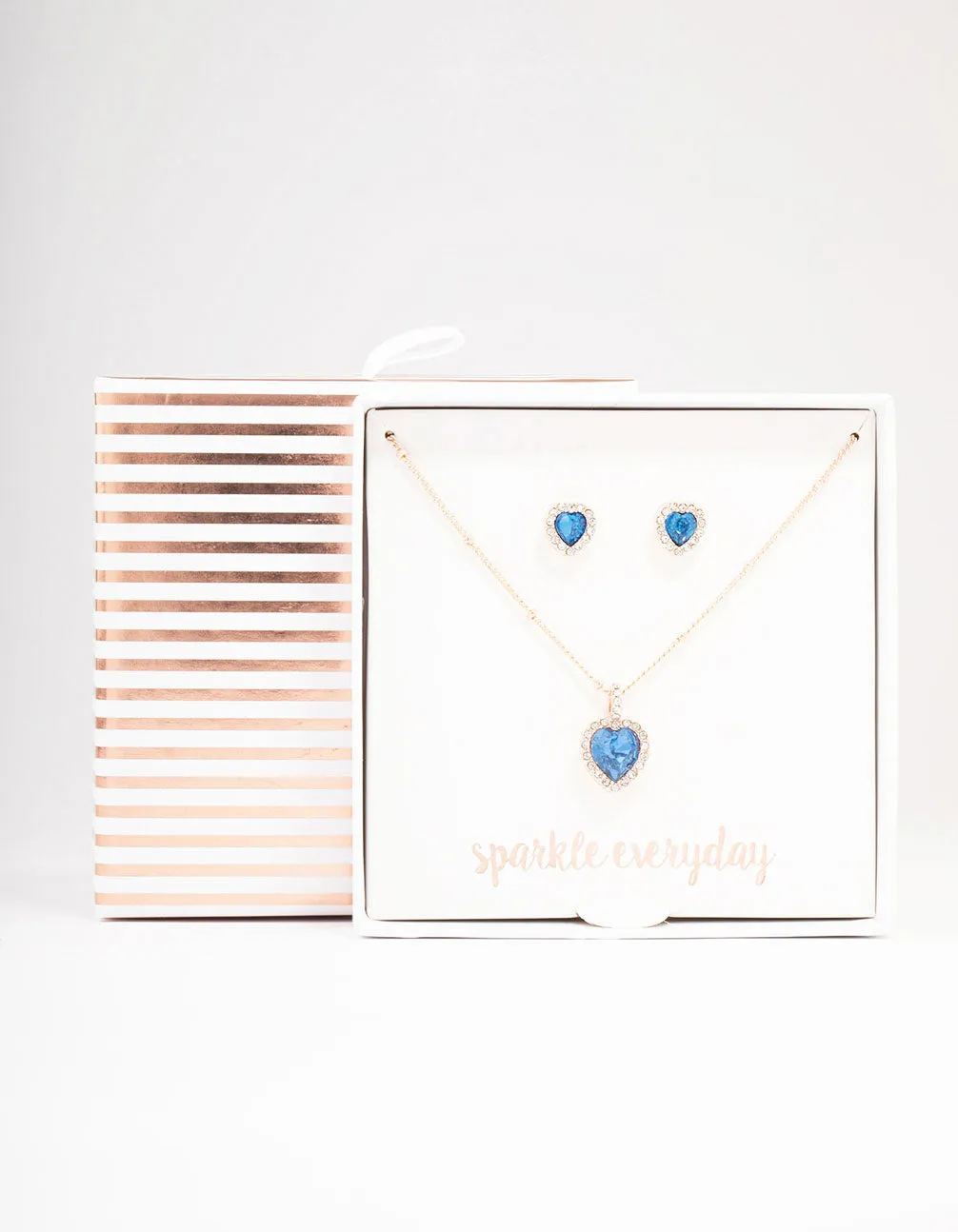 Rose Gold Heart Halo Jewellery Set