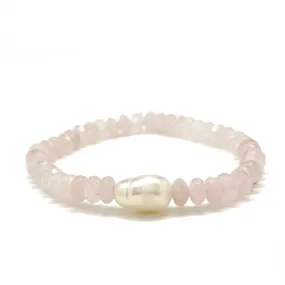 ROSE QUARTZ/PEARL BRACELET