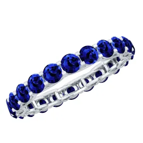 Round Lab Grown Blue Sapphire Full Eternity Band Ring