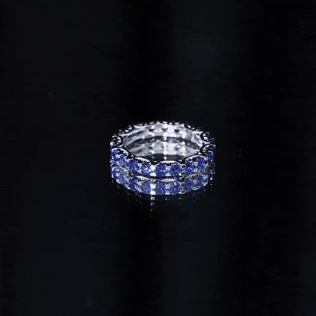 Round Lab Grown Blue Sapphire Full Eternity Band Ring