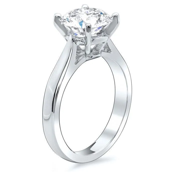 Round Open Tapered Solitaire Engagement Ring 2.7mm