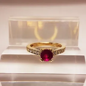 Round Ruby & Diamond Vintage Engagement Ring