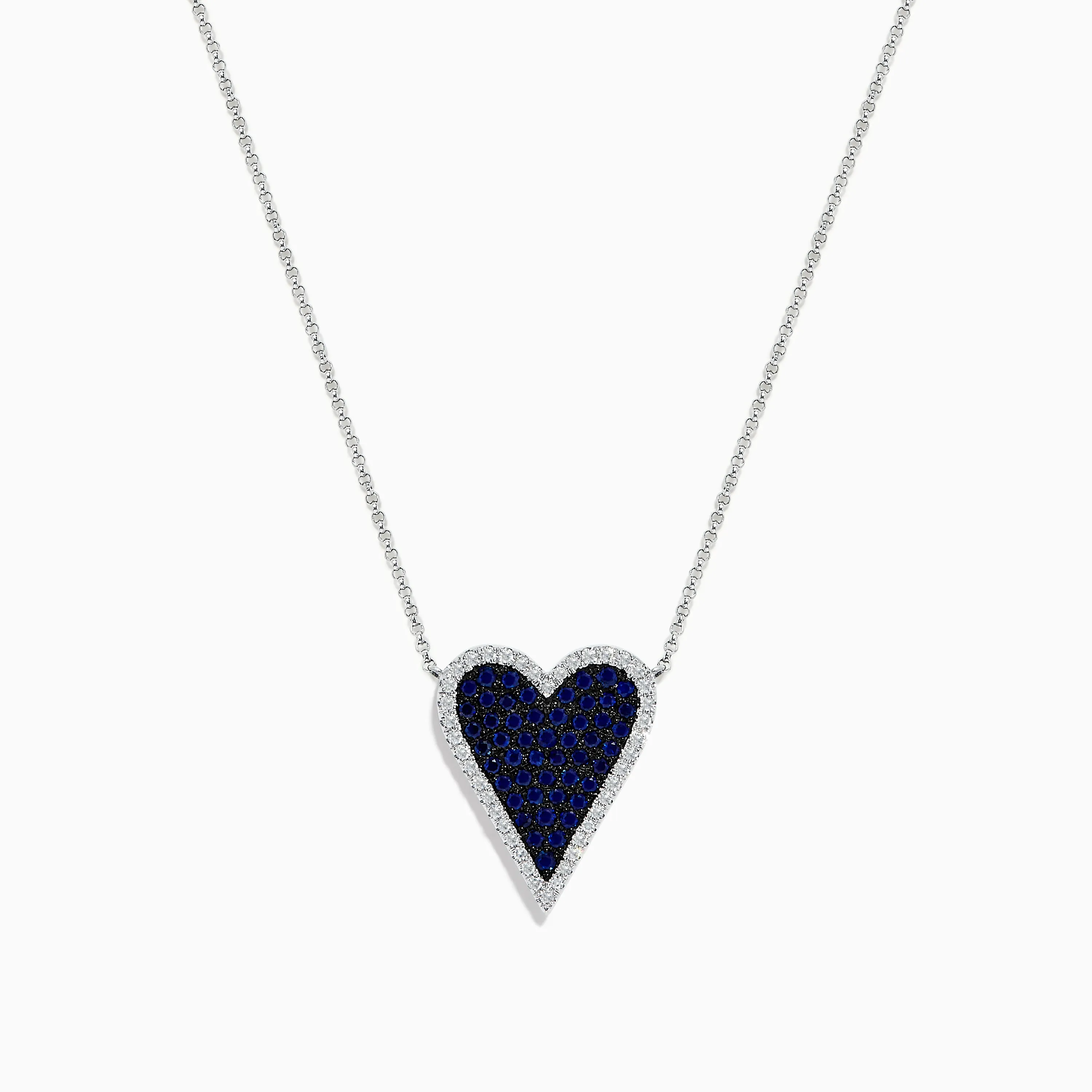 Royale Bleu 14K White Gold Blue Sapphire and Diamond Heart Necklace