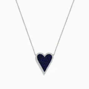 Royale Bleu 14K White Gold Blue Sapphire and Diamond Heart Necklace