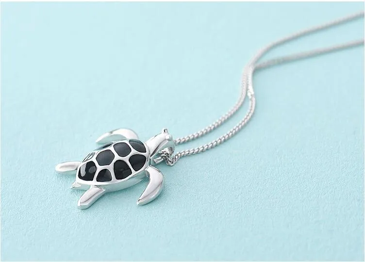 S925 silver cute turtle shape clavicle chain pendant