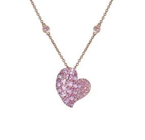 Sabel Collection Rose Gold Pink Sapphire Heart Pendant