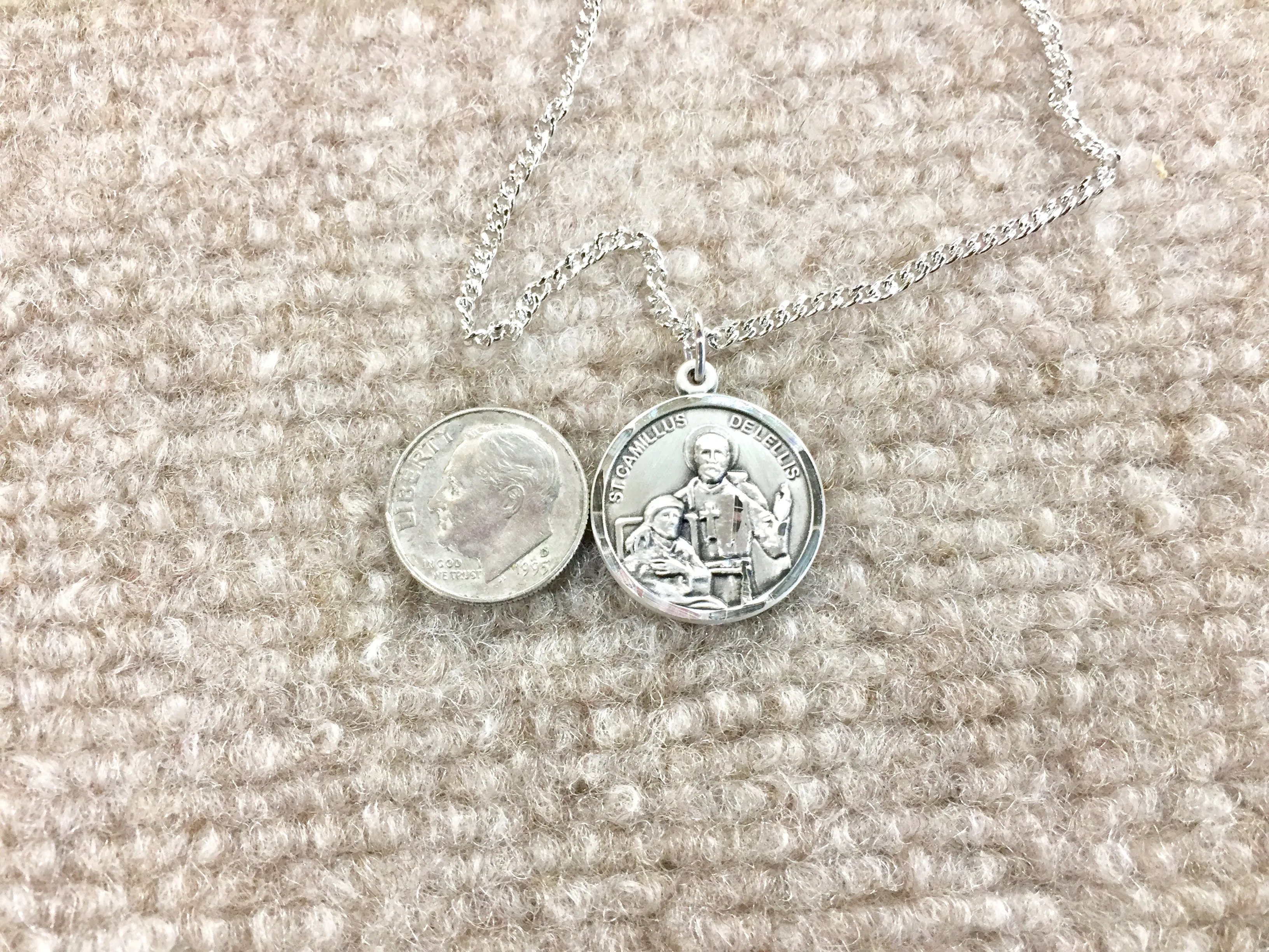 Saint Camillus Silver Pendant With Chain Religious