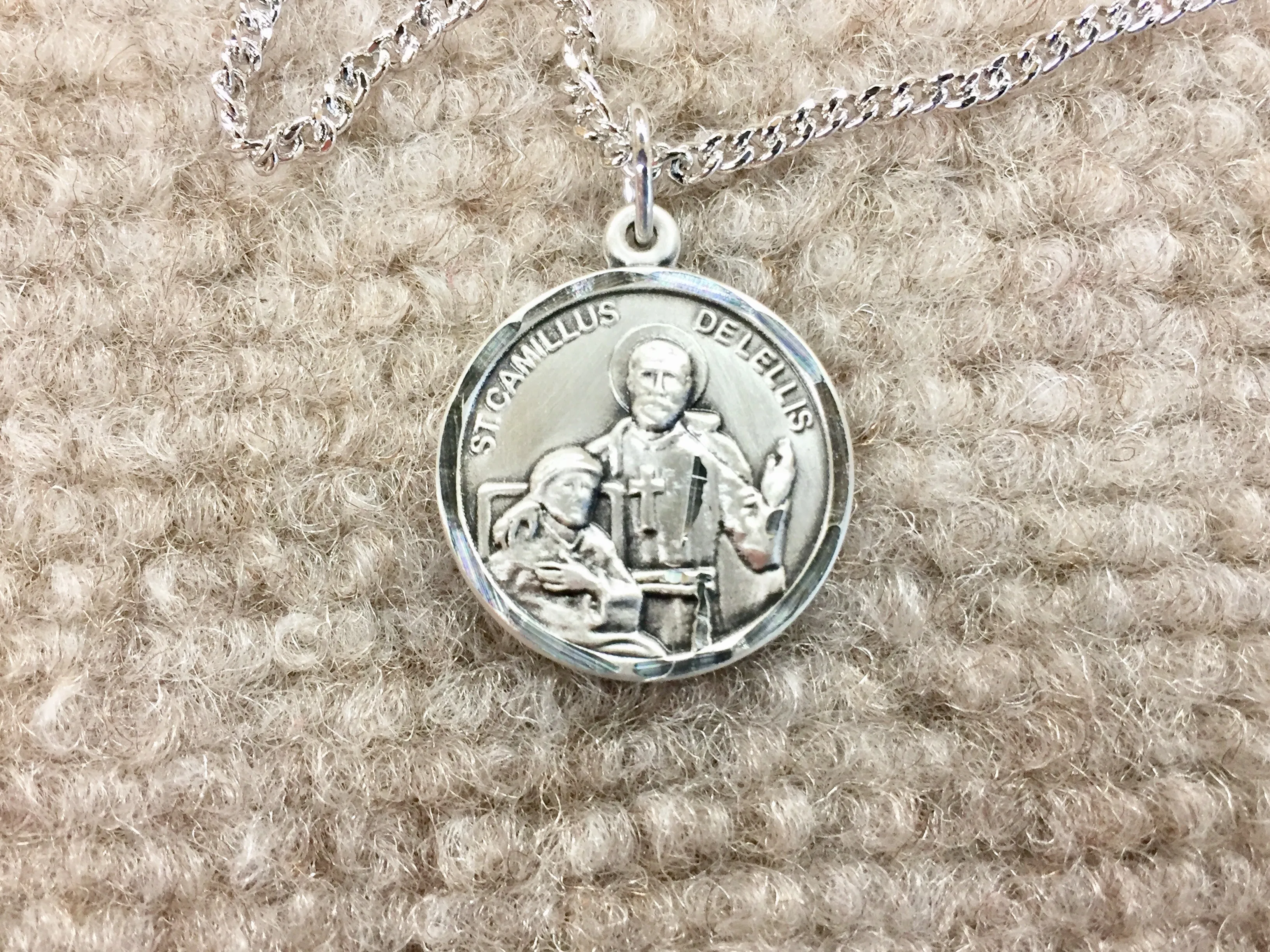 Saint Camillus Silver Pendant With Chain Religious