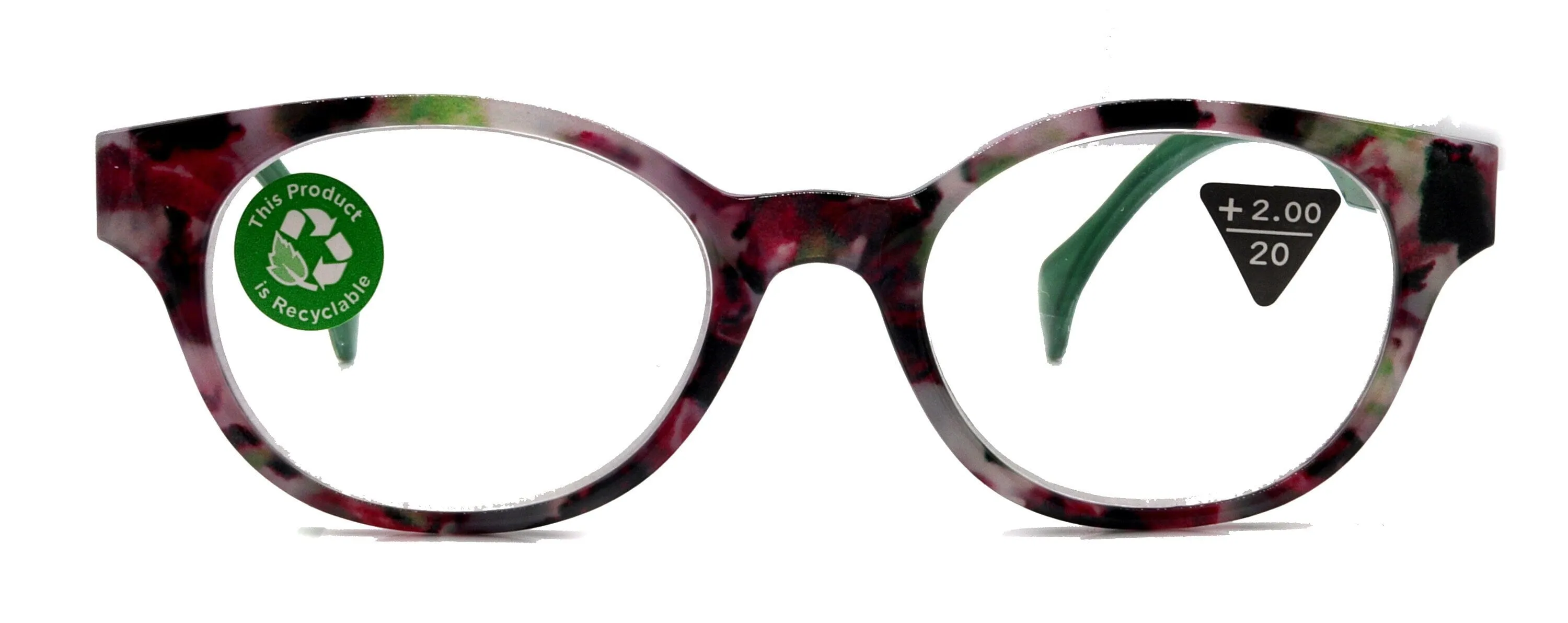 Sally, (Premium) Reading Glasses High End Readers  1.25.. 3 Magnifying Glasses, Round Optical Frames (Tortoise Purple Green) NY Fifth Avenue