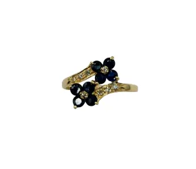 Sapphire Floral Bypass Ring