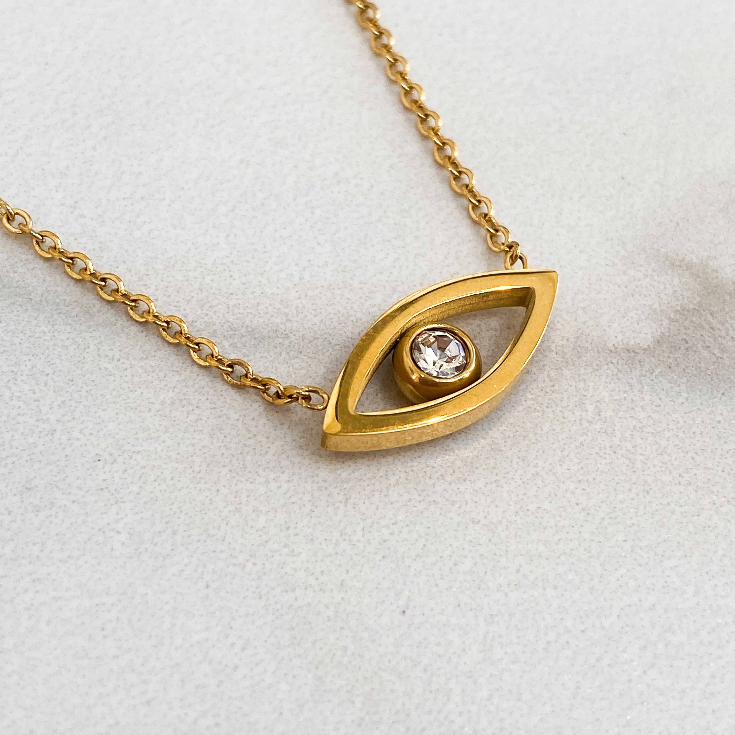 SASA 18k Gold Evil Eye Crystal Pendant Necklace