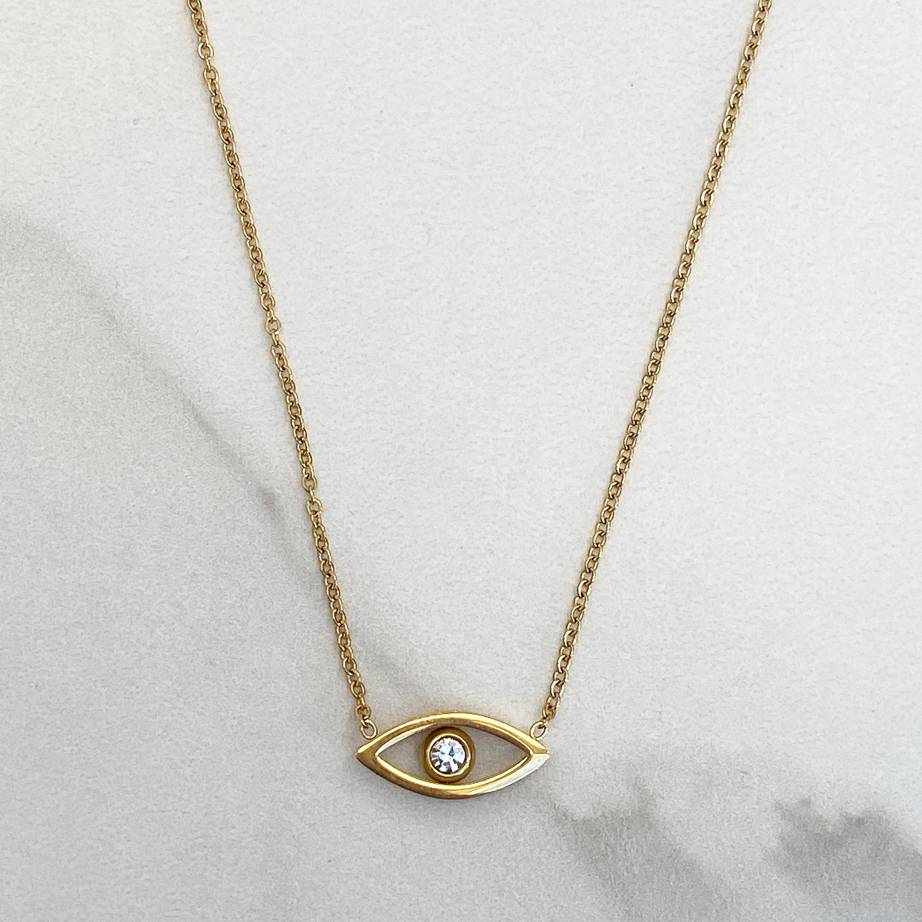 SASA 18k Gold Evil Eye Crystal Pendant Necklace