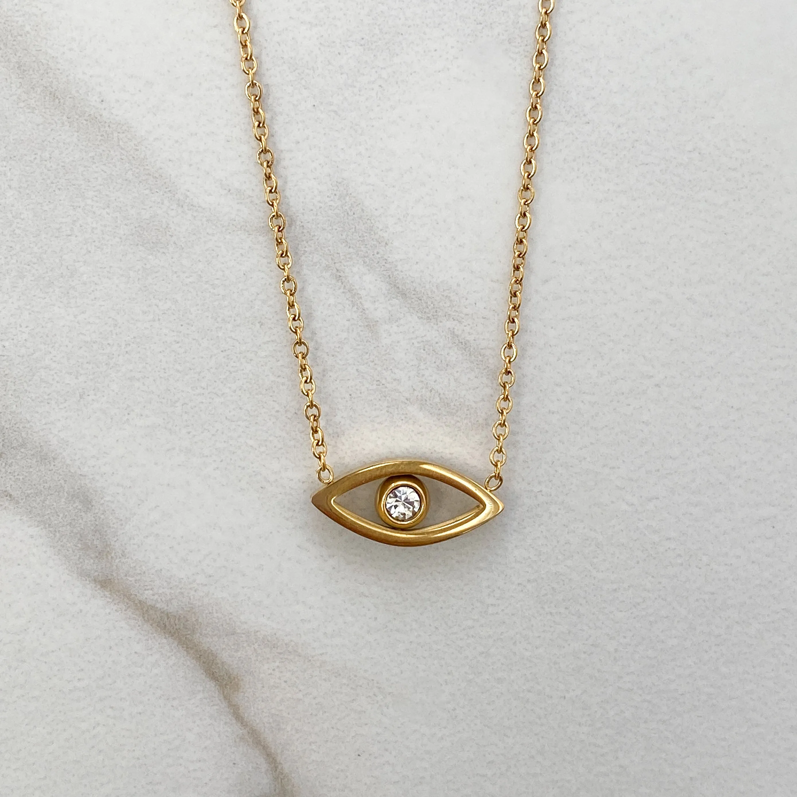 SASA 18k Gold Evil Eye Crystal Pendant Necklace