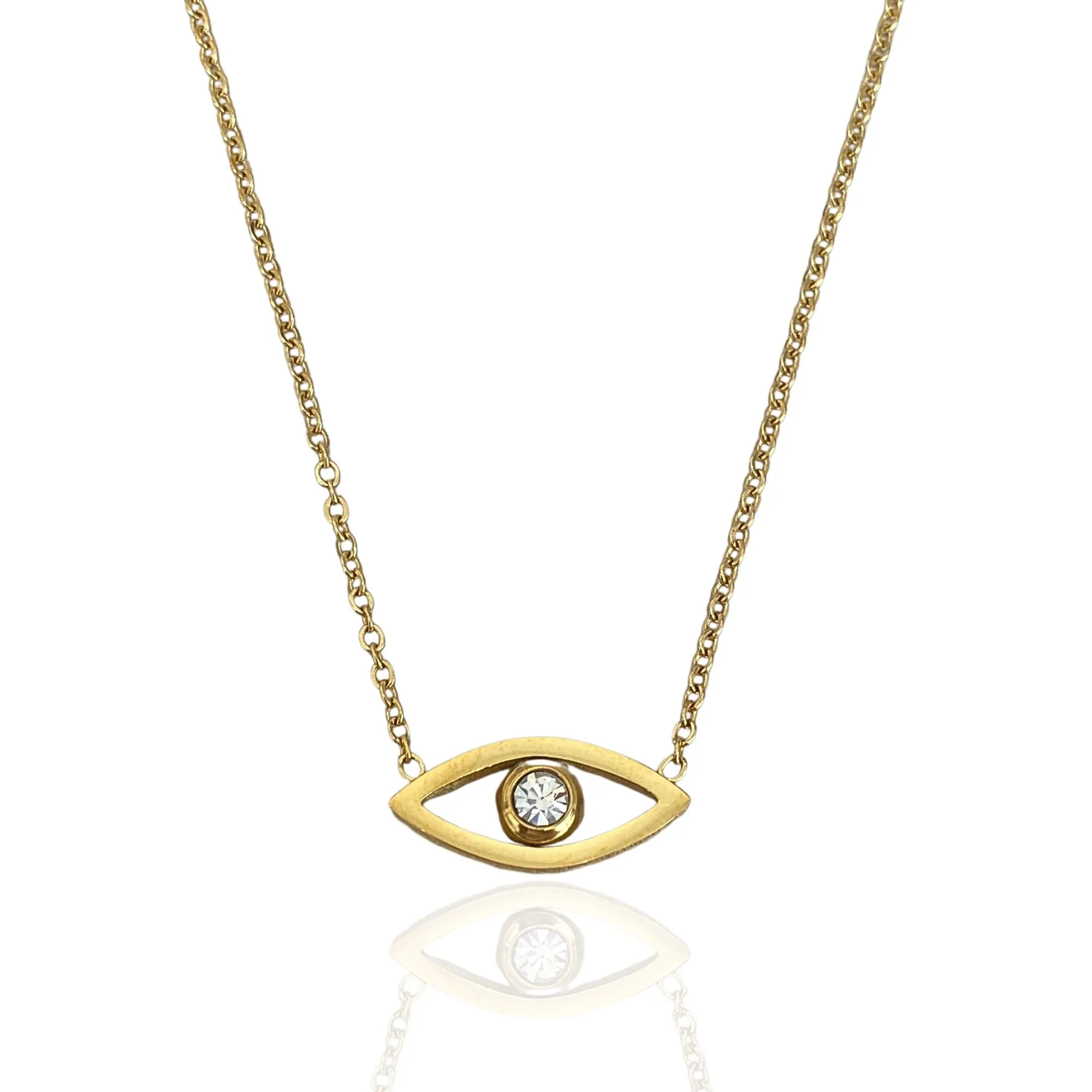 SASA 18k Gold Evil Eye Crystal Pendant Necklace