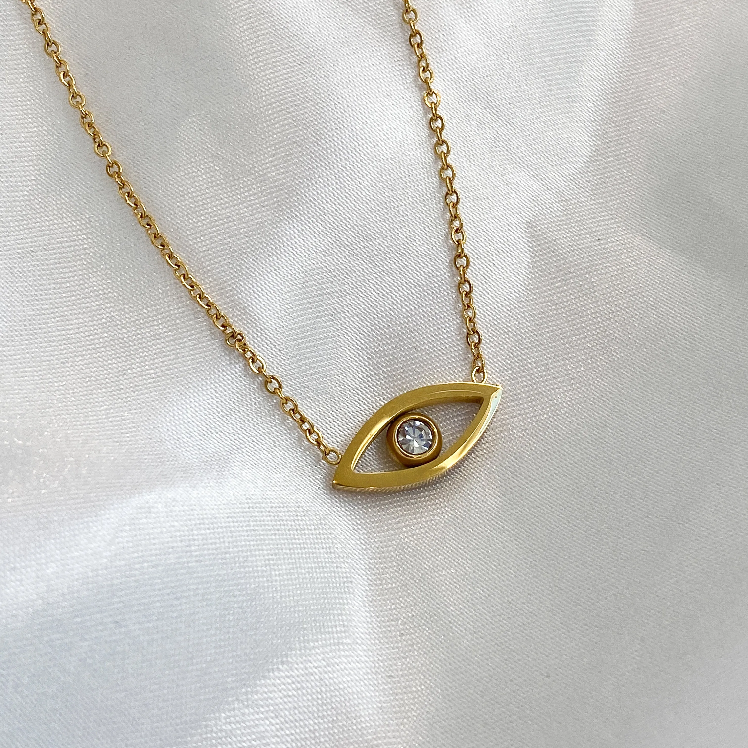 SASA 18k Gold Evil Eye Crystal Pendant Necklace