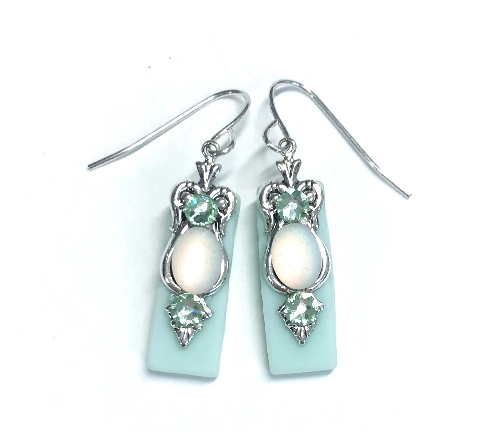 Seafoam Green Stained Glass Earrings