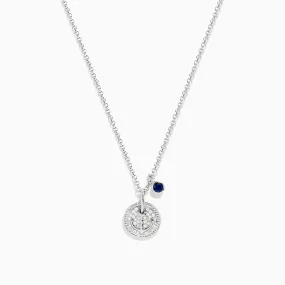 Seaside Sterling Silver Sapphire and Diamond Anchor Necklace