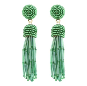 Seed Bead Tassel Dangle Earrings