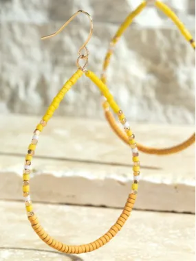 Seed Bead Teardrop Earrings - Canary