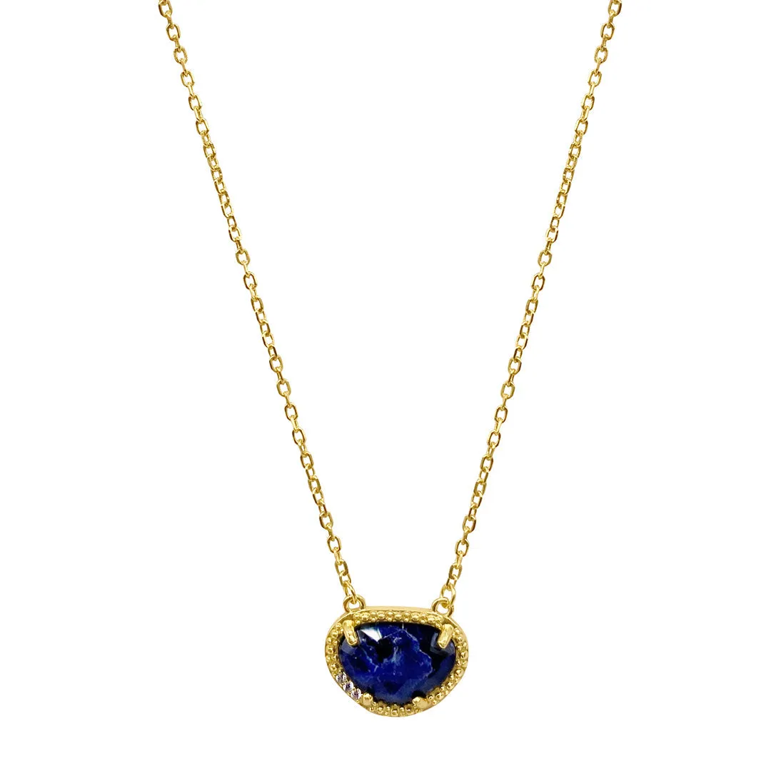 September Birthstone Necklace sapphire silver gold