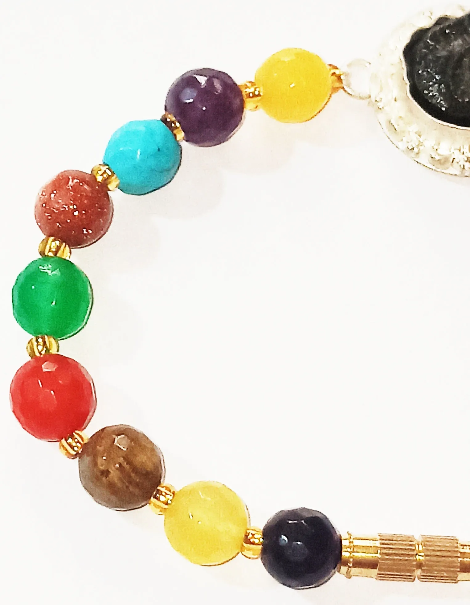 Shaligram Sudarshan Shila bracelet with Chakra beads