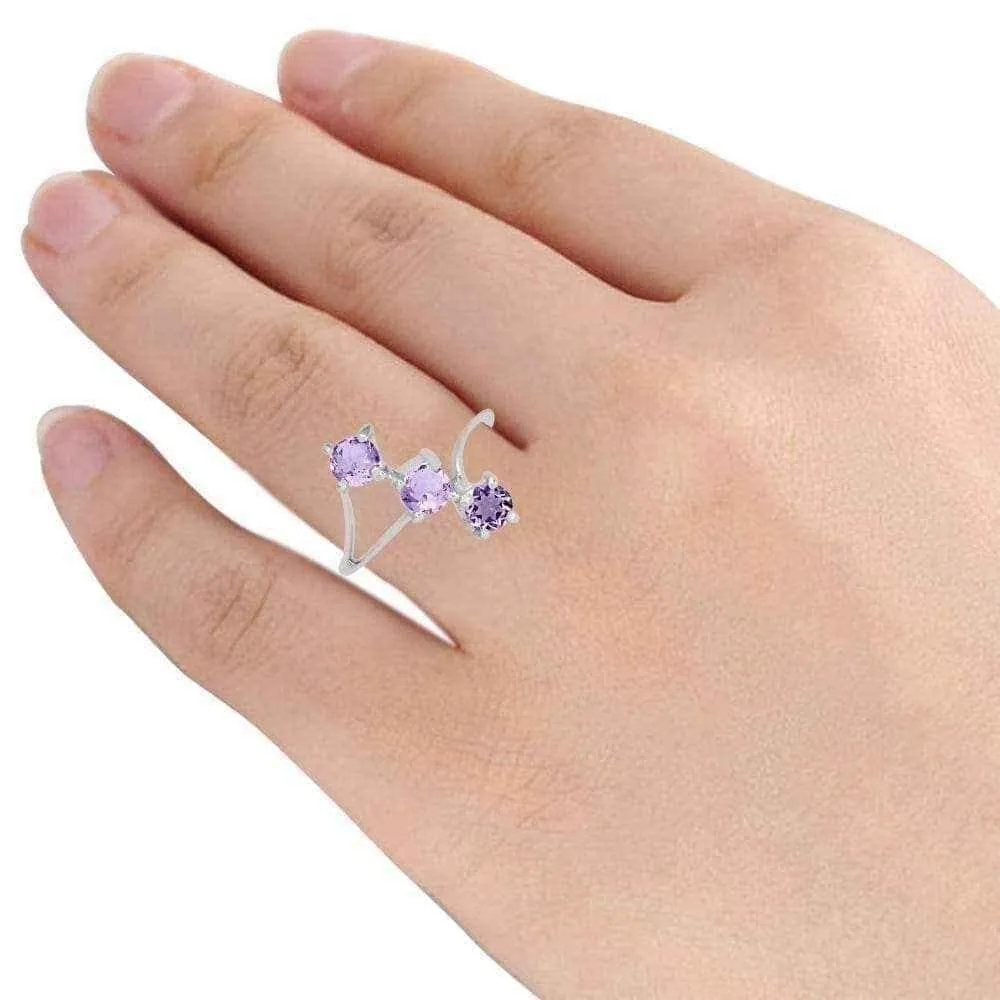 Silver amethyst engagement ring