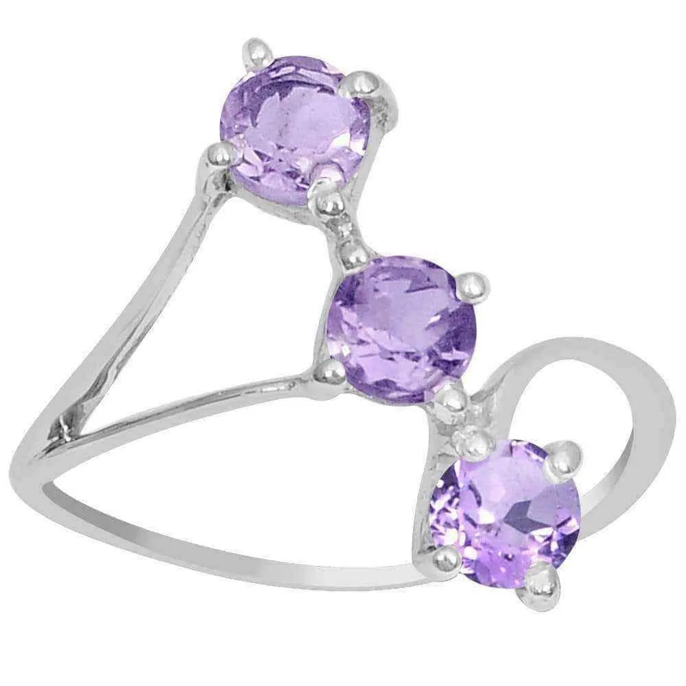 Silver amethyst engagement ring