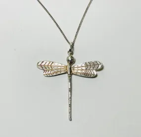 Silver Dragonfly Pendant 2 with chain (PG35)