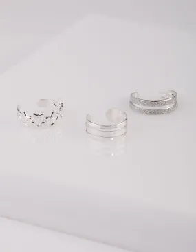 Silver Glitter Star Toe Ring Pack